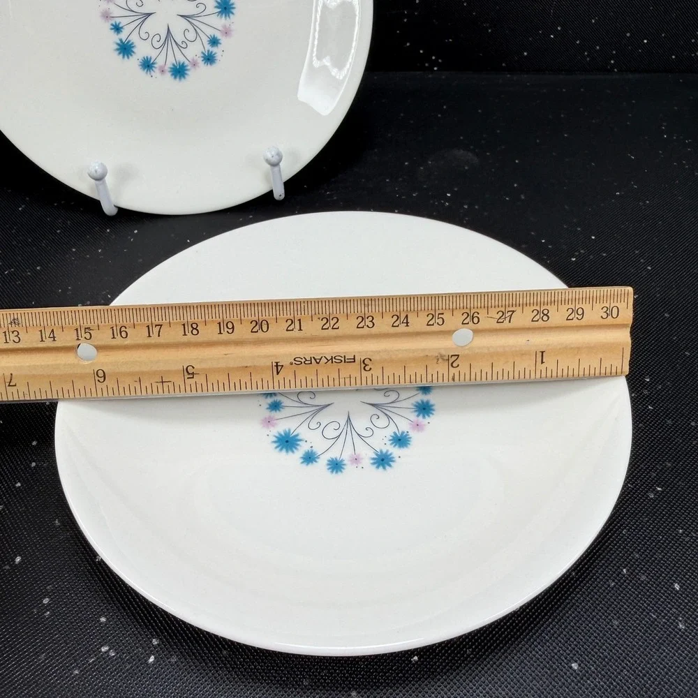 Iroquois Impromptu Ben Seibel Blue Pink Floral Plates Set of 2 6.25in MCM USA
